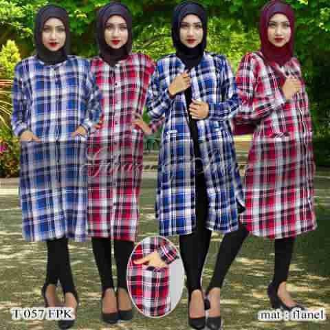 T057FPK/T 057 FPK IRENE HIJAB MAXI TUNIK FLANEL DRESS FASHION MUSLIMAH