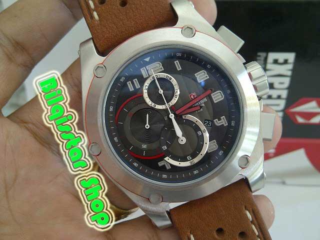 Expedition E6395 Body Silver Tali Kulit Coklat Original