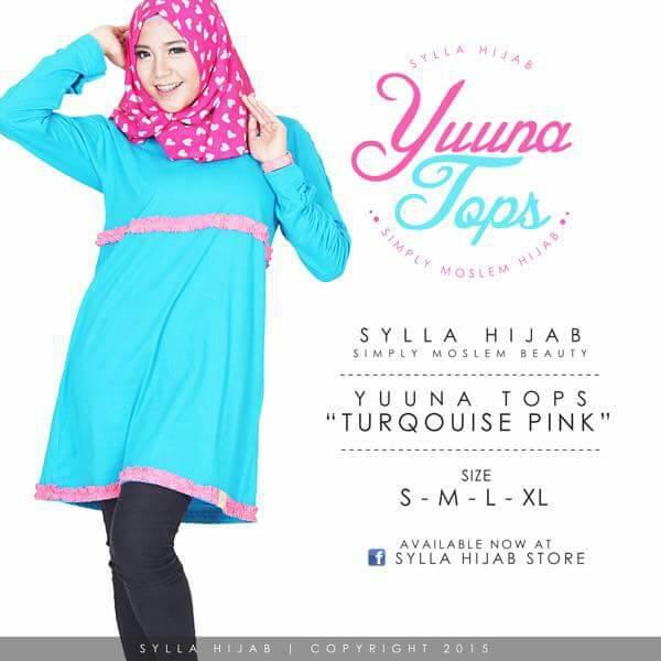 Yuuna tunik kaos cotton combed -turqis pink - sylla hijab