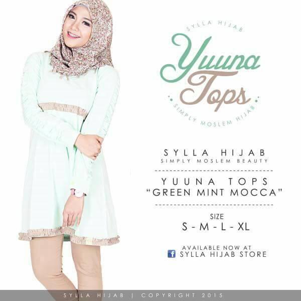 Yuuna tunik kaos cotton combed - green mint mocca - sylla hijab