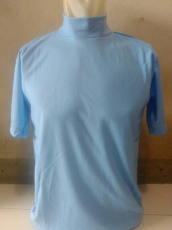 Kaos Dalam Biru Telor Asin Kerah Tinggi / Kaos Polos Biru Telor Asin