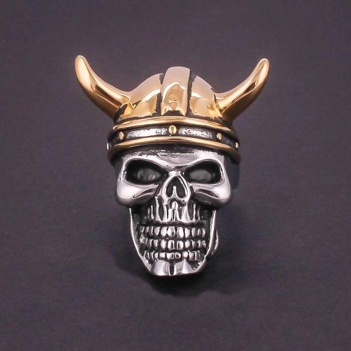 Cincin Tengkorak Keren Grosir Skullring Jakarta Viking Gold Ring ootd