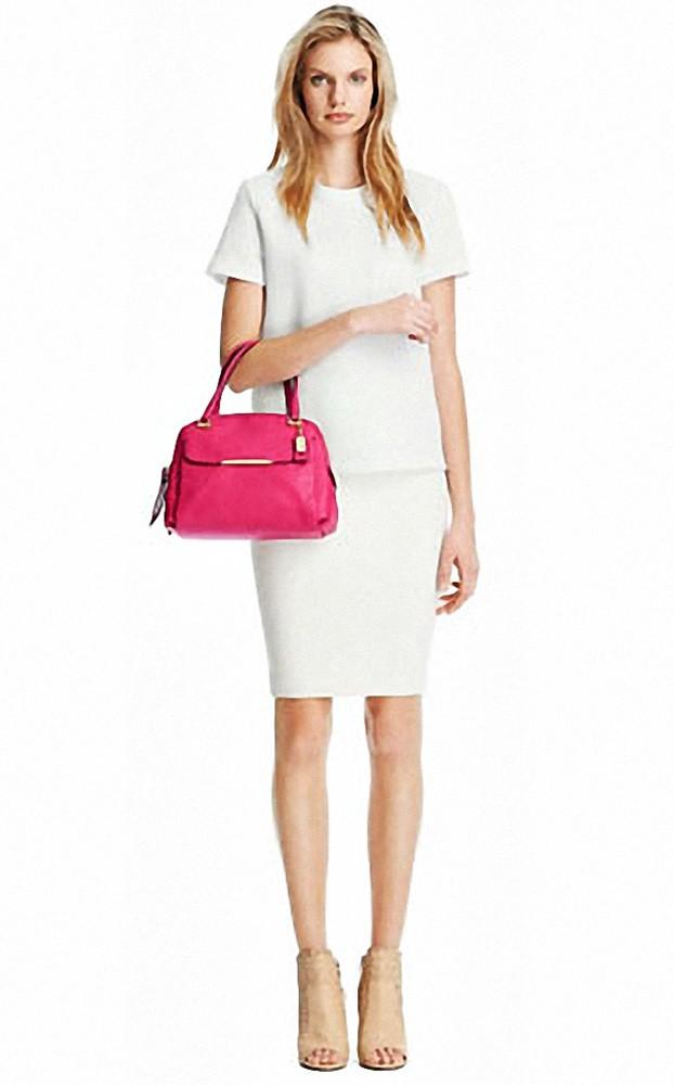 Coach Madison Embossed Leather Georgia Satchel Pink Ruby