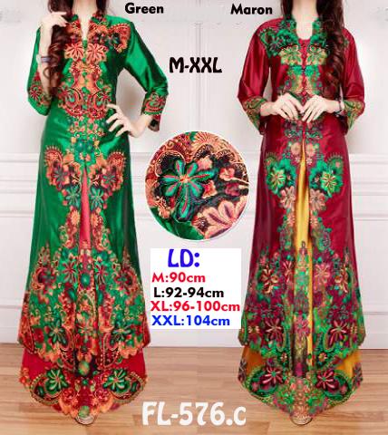 FL-576.C Stelan kebaya bordir gamis bhn tafeta+rok karet kanan kiri