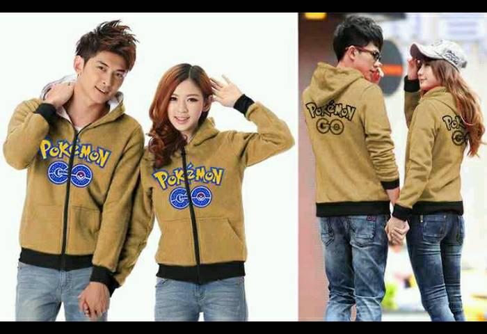 Couple Jaket Hoodie Pokemon Go Brown