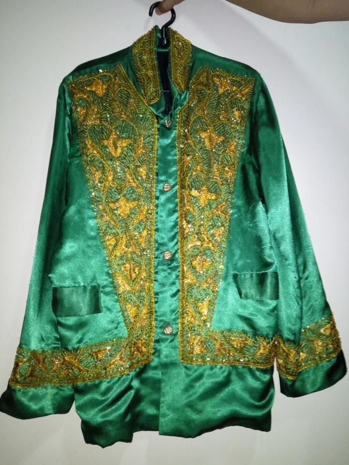 Beskap Baju Pengantin Pria saten hijau bordir payet