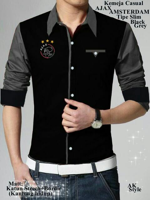 kemeja club ajax hitam abu