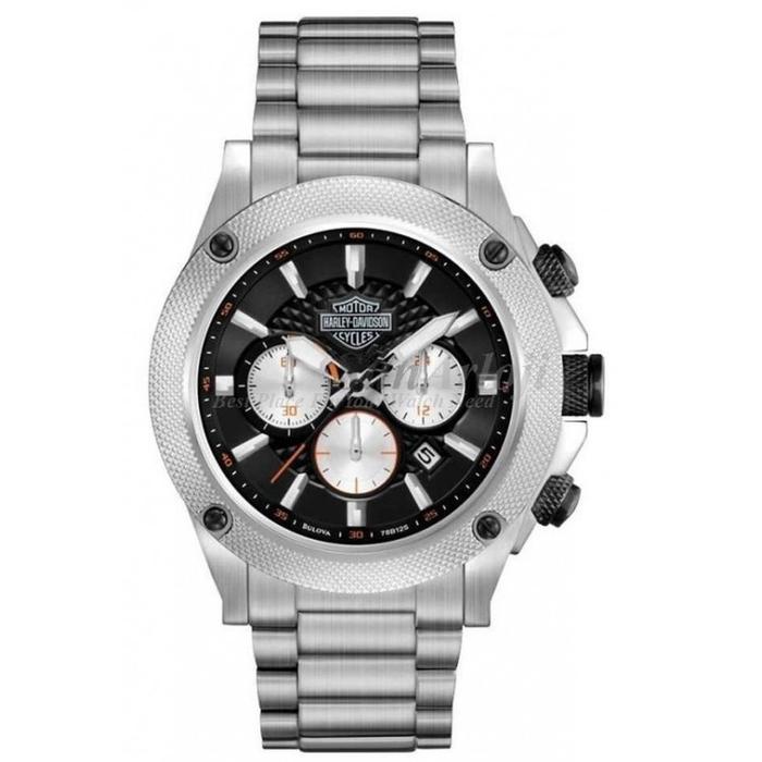 Harley Davidson Men's Bulova Stainless Steel Bracelet Chronograph Watc