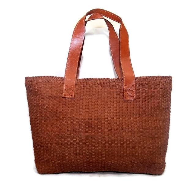 Tas Kulit Anyam Bottega Cokelat Tua
