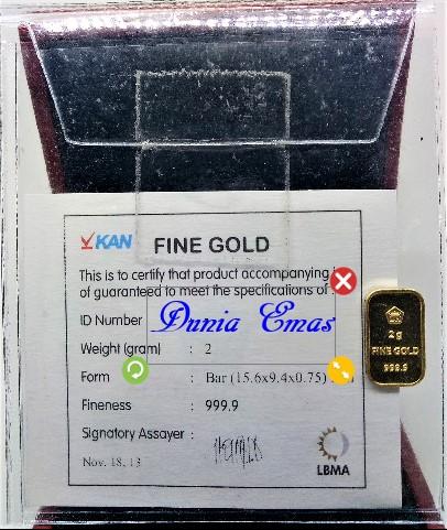 Logam Mulia 2 gram Sertifikat Asli PT Antam