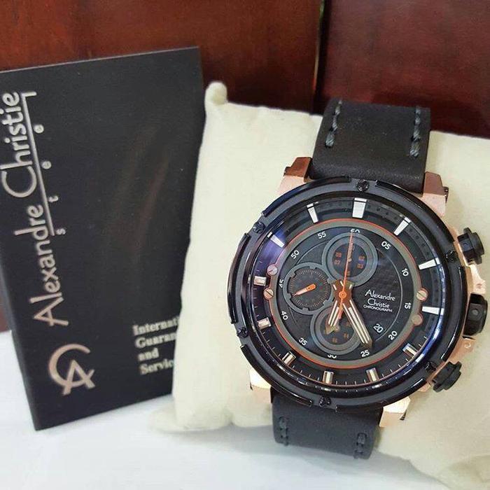 Jam Tangan Alexandre Christie Original AC6375 Black Gold