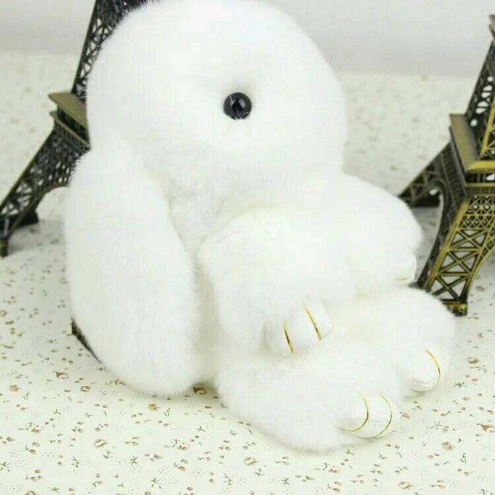 Copenhagen Rabbit White Soft Fur Impor Kelinci Keychain IMPORT