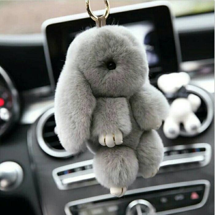 Copenhagen Rabbit Grey Soft Fur Impor Kelinci Keychain IMPORT