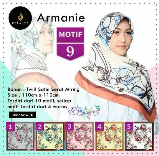 Jilbab Segiempat Armanie Satin Motif 9 by Dafanya - Hijab Scarf Murah