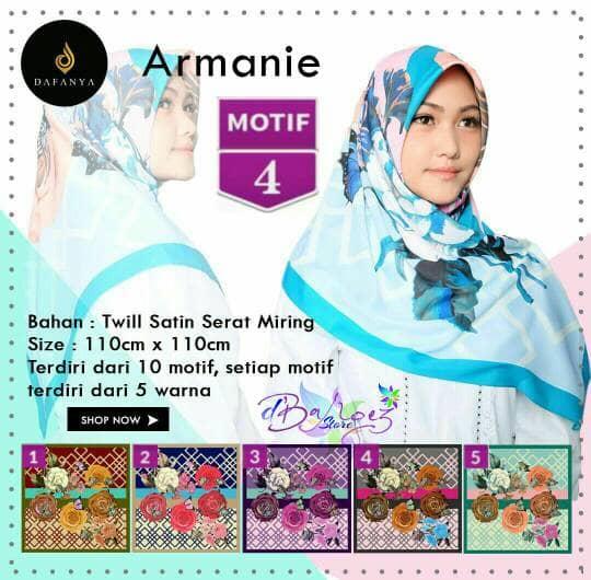 Jilbab Segiempat Armanie Satin Motif 4 by Dafanya - Hijab Scarf Murah