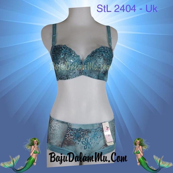 Setelan Celana Dalam & Bra Bordir Bunga Motif Loreng StL 2404 - Uk