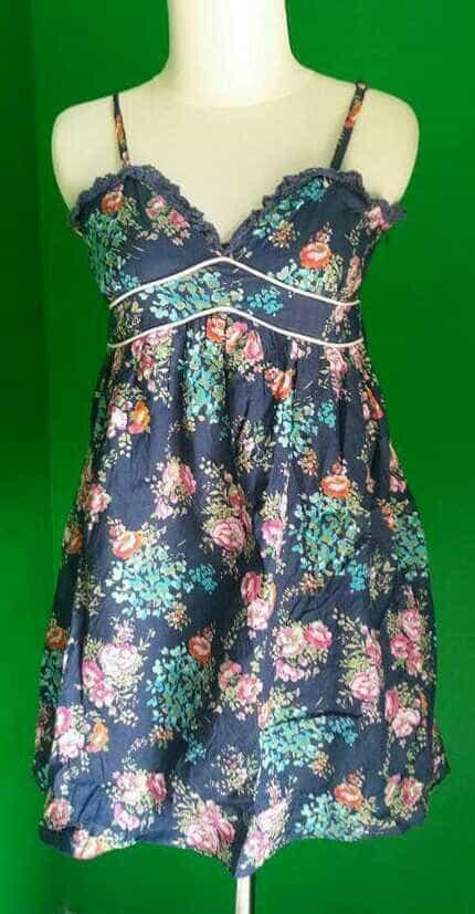 Blouse mini dress tanktop blue biru flower bunga floral vintage