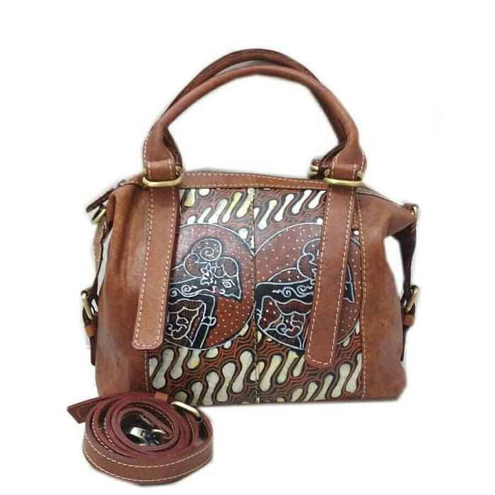 jinggajogja TAS WANITA SPEEDY LC GESPER LUKIS WAYANG KULIT SAPI NABATI