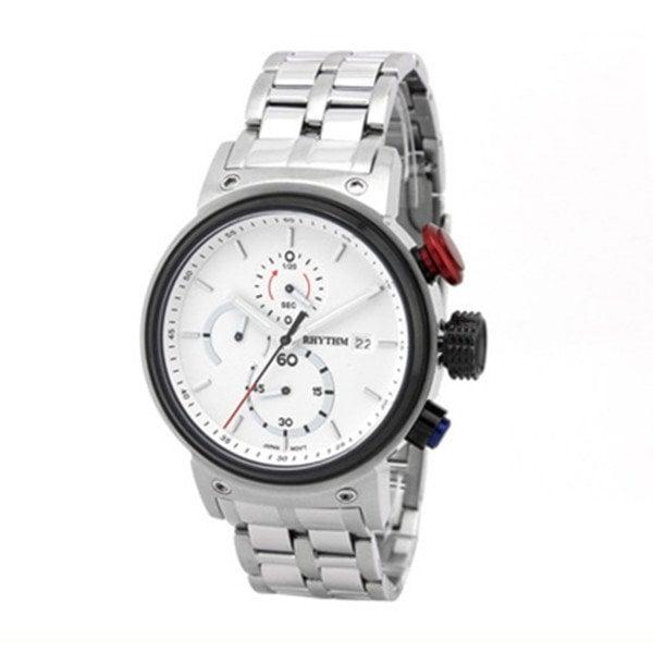RHYTHM 1101S JAM TANGAN PRIA CHRONOGRAPH STAINLEES STEEL ORIGINAL