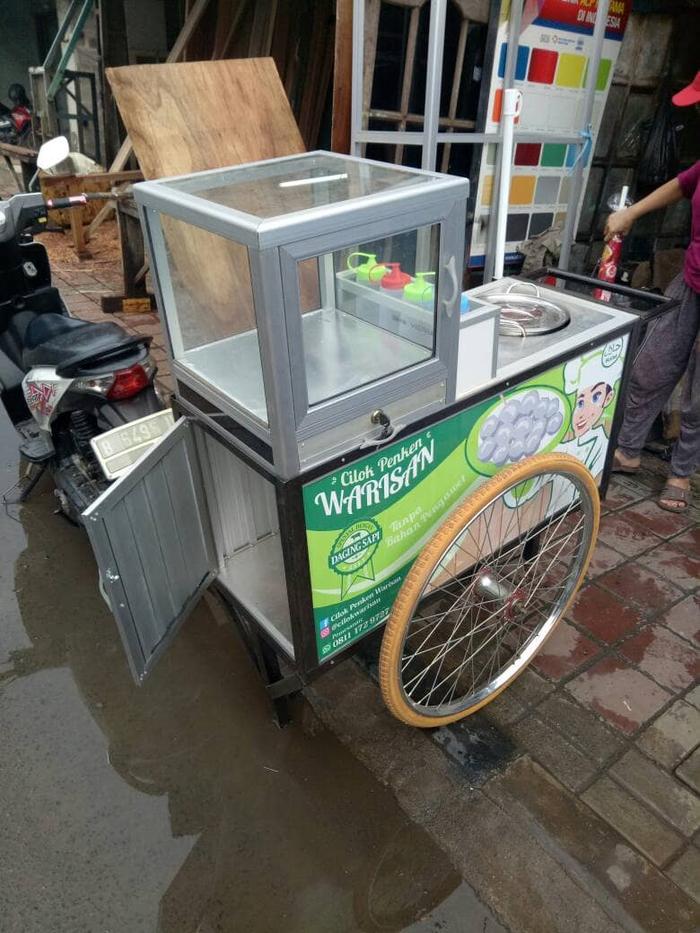 gerobak cimol, gerobak bakso, gerobak mantap,gerobak alumunium,etalase