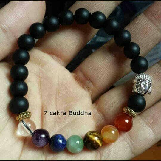 GELANG / BRACELET BLACK MERIDIAN 7 CHAKRA / TUJUH CAKRA BUDDHA CHARM