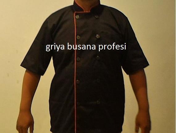 JUMBO Baju Chef / Baju Koki Hitam Lengan Pendek Size XXL ( JUMBO )