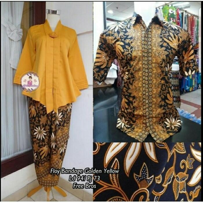couple kebaya moniq blouse kombi rok lilit dan kemeja batik