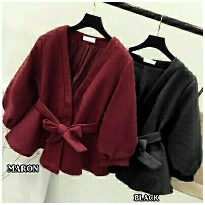 Kimono MiuMiu Hitam Maroon Outer Cardi Outerwear Cardigan