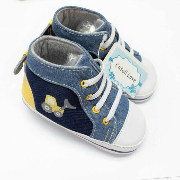 Sepatu Prewalker Bayi Cowok Catell Love Model Jeans 4 Tali Gambar Truk