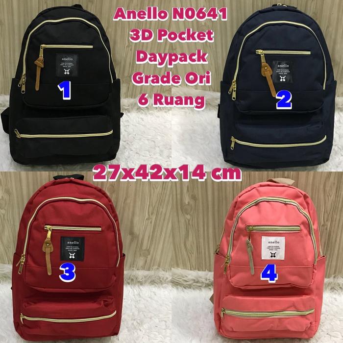 Anello N0641 3D Pocket DayPack/Tas Ransel Besar Grade Ori