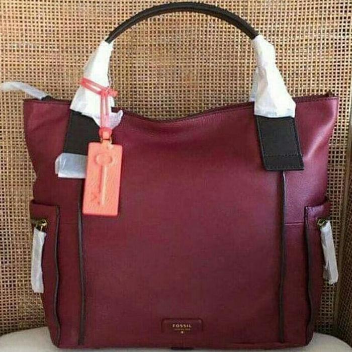 Fossil Emerson Satchel Wine Large