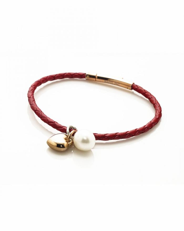 Baffi Inc Jevies Gelang Kulit Pearl Heart Leather Wanita