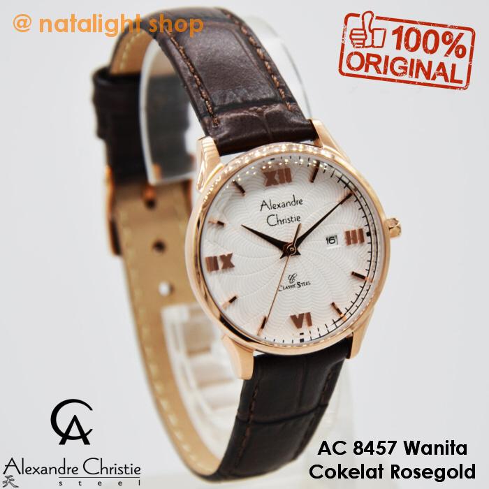 Jam Tangan Wanita Alexandre Christie 8457 Original Kulit Simple Mewah