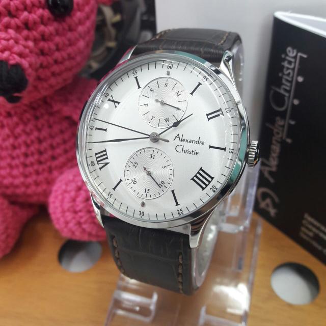 jam tangan alexandre christie ac 6437 mf dark brown silver