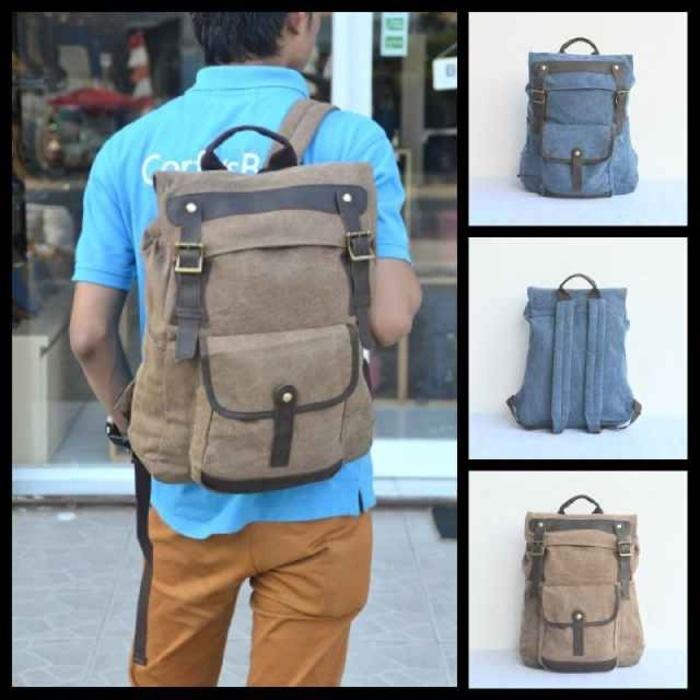 Tas Ransel Kanvas Kulit zapatos 6062