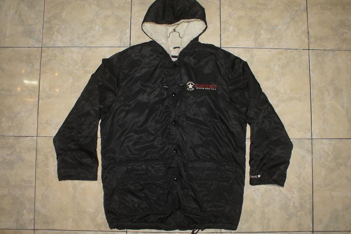 CONVERSE Black Faux Shearling Coach Hoodie Jacket