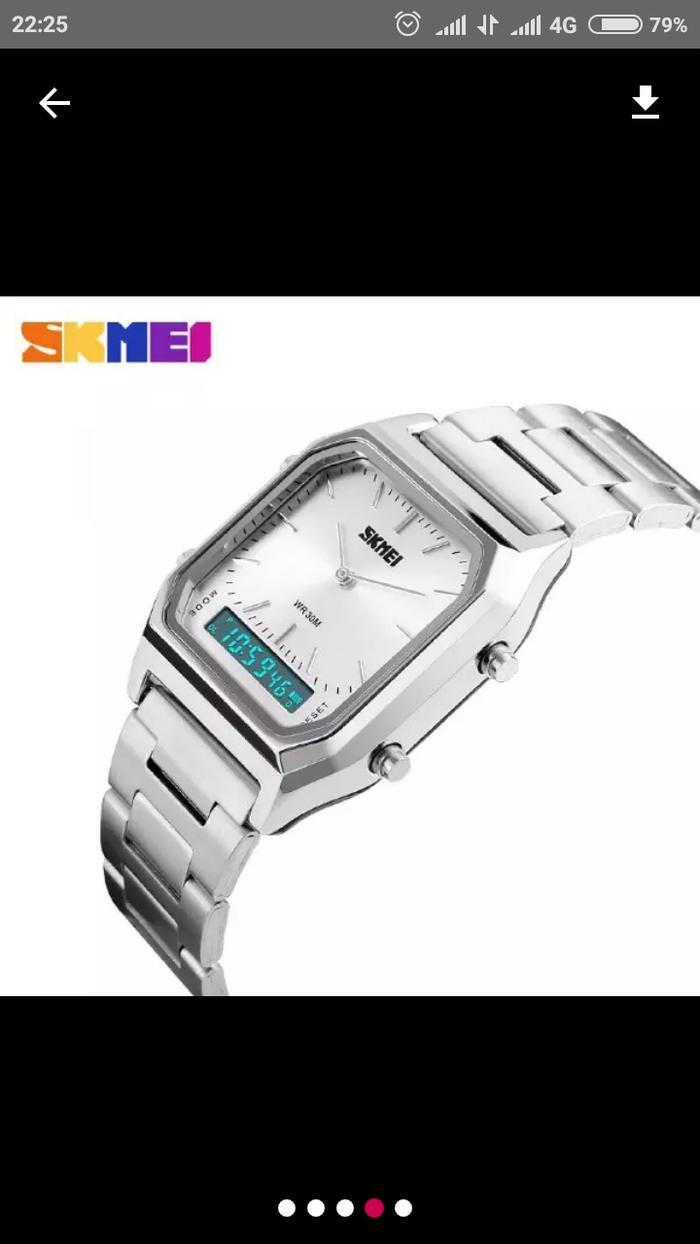 jam tangan Skmei rantai kotak Dual Time