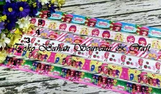 pita grosgrain motif strawberry short cake 7/8 inci
