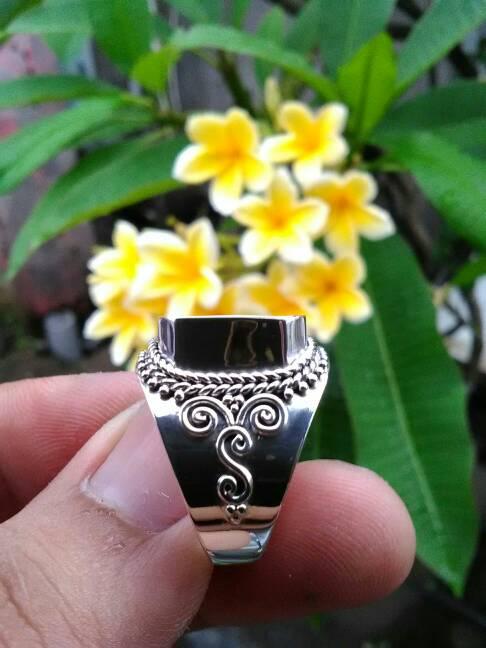 emban cincin perak 925 handmade untuk batu kotak