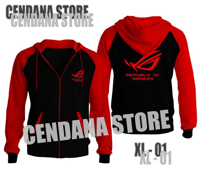 Jaket Zipper Sweater Kombinasi Asus ROG Gaming Gear