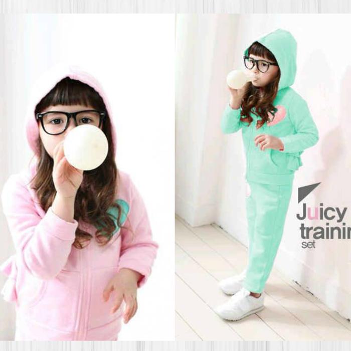 Stelan Anak Perempuan Korea | Juicy Jacket & Jogger Training Set