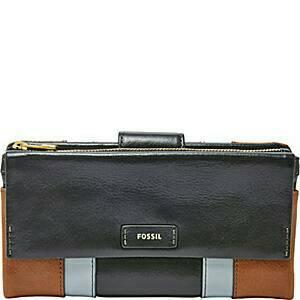 Dompet Authentic FOSSIL Ellis Patchwork Clutch Leather Wallet Original
