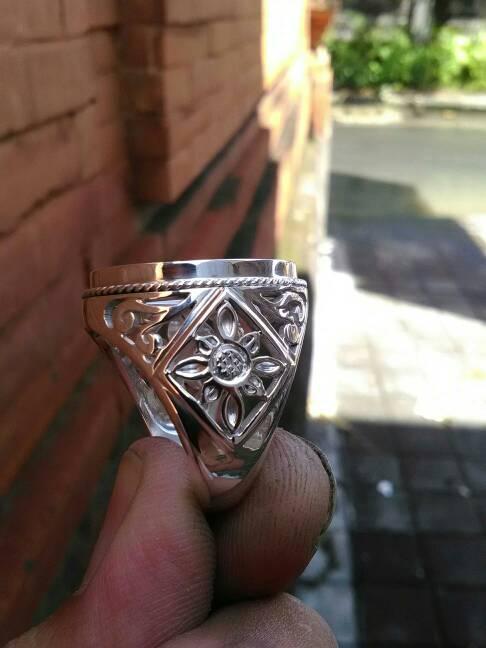 emban cincin perak 925 handmade motif ukir krancang tali air