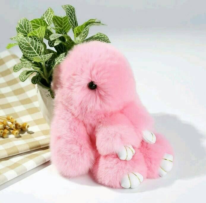 Copenhagen Rabbit Pink Soft Fur Impor Kelinci Keychain IMPORT