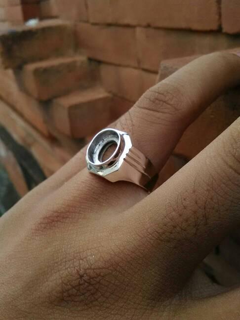 emban cincin perak 925 handmade motif garis simple elegant