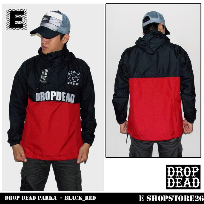 Jaket Parasut Parka Tracker Drop Dead Hitam Merah