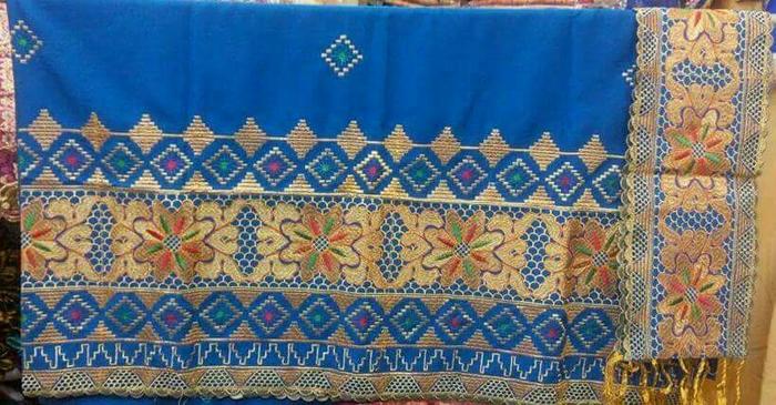 tapis lampung bordir biru