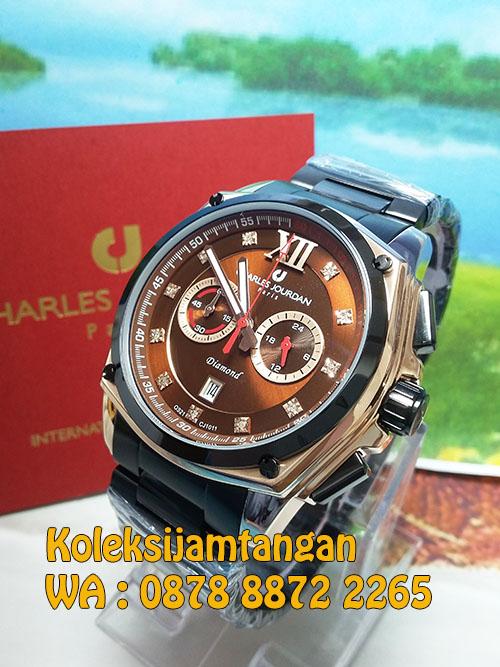 JAM TANGAN PRIA CHARLES JOURDAN CJ1011-1543C ROSE GOLD BROWN ORIGINAL