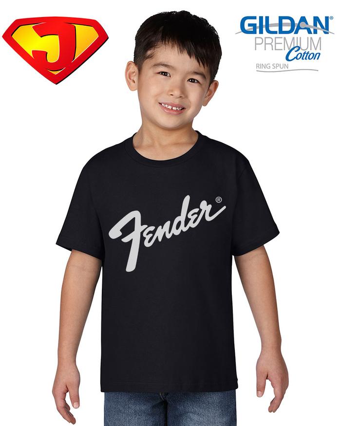 Kaos Musik Anak Cewek / Cowok Original Gildan - Fender Gitar
