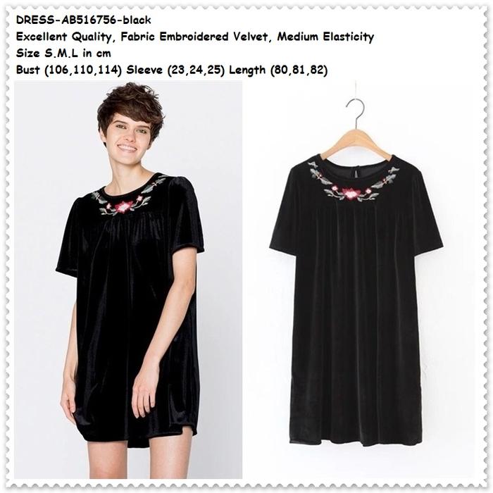 Black Mini Dress Rok Baju Wanita Korea Import Hitam Pakaian Bordir